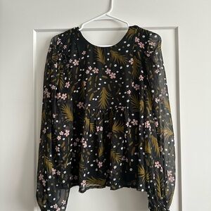 Bohme Black Floral Sheer Blouse